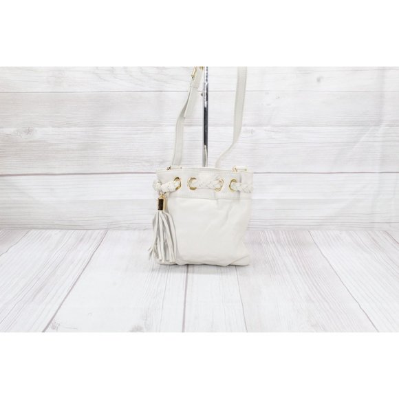 Michael Michael Kors White Soft Leather Braided Grommet Tassel Crossbody - Picture 4 of 9